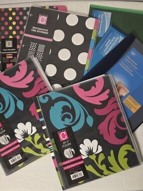 Studio C Zip-It Folder Decorative Tab Dividers Report Cover Zipper Doc Bags